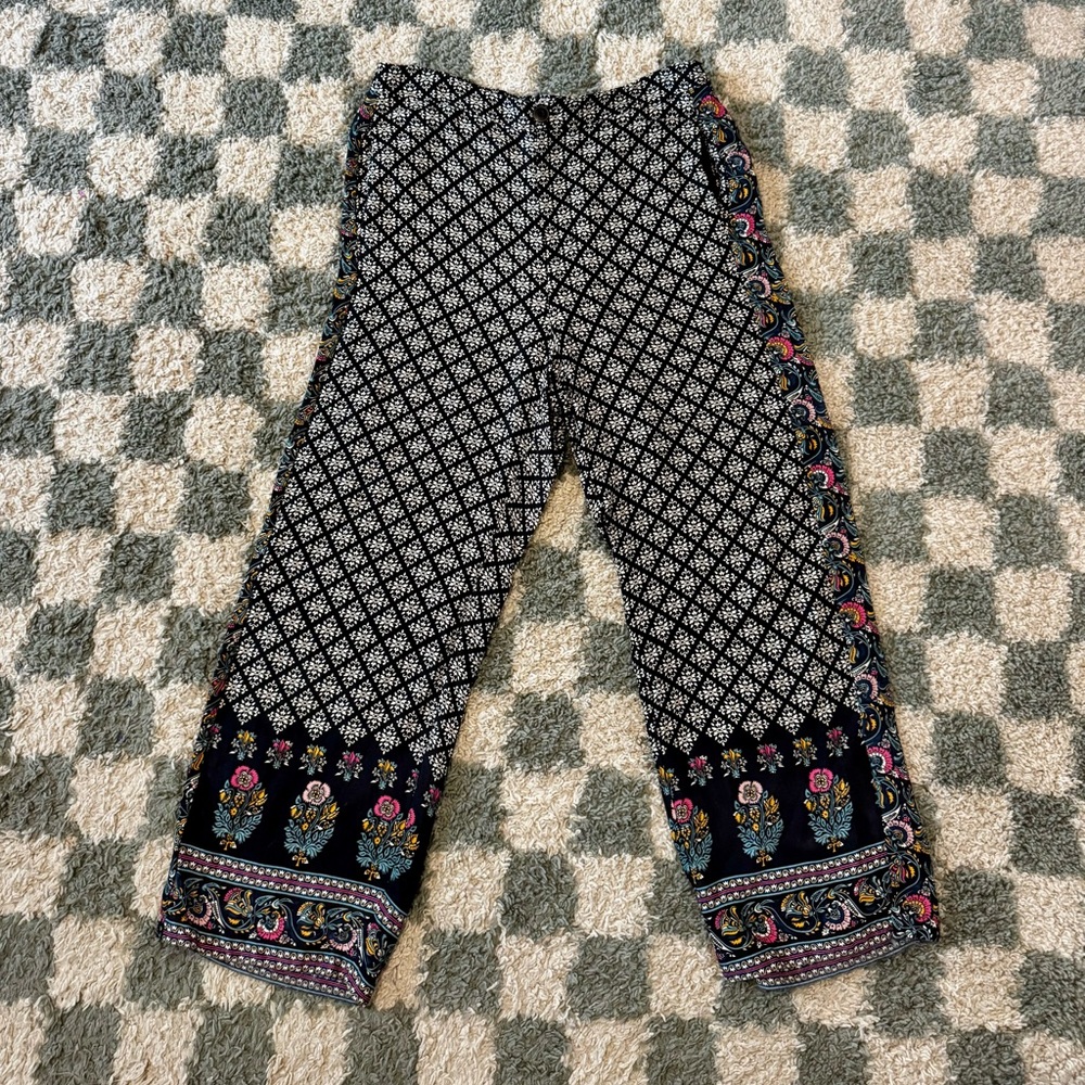 Anthropologie Maeve Rhiannon Satin Cropped Flair Pants